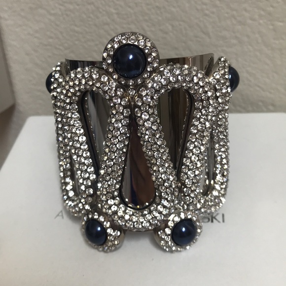 Rare K.L Swarovski Atelier Silver Blue Mysterious Snake Cuff. M - Picture 6 of 10